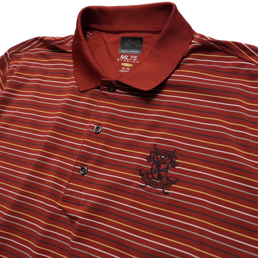 Greg Norman Polo Shirt Mens XL Red Striped ML75 PlayDry Dunes Maui Lani‎ Golf